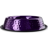 Voedingsbak voor honden, aluminium voerbak 1,9 l voor grote honden, hondenbak, waterbak - paars gehamerd