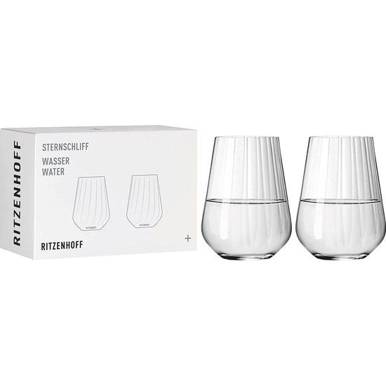 waterglazenset, 500 ml, serie sterslijping, 2 stuks met gebogen reliëflijn, Made in Germany