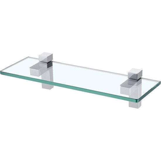 Doucheplank, glasplank, badkamer, doucheplank, 8 mm, hardglas, badkamer, wandrek, rek, douche, glazen plank met plankdrager, 35 cm, hangende wandmontage, gepolijst chroom