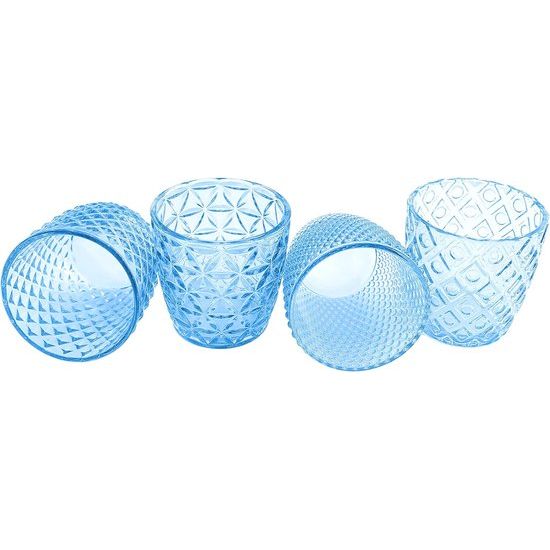 Boho theelichtglazen set incl. theelichtjes - elegante kaarsenhouder windlichten kaarsglas met versieringen - driedimensionaal design - geschenk bruiloft, verjaardag, Kerstmis (set van 4)