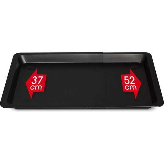 Uitschuifbare bakplaat / zwarte universele ovenplaat van hoogstaand staal / dubbele antiaanbaklaag / ovenplaat verstelbaar van 37-52 cm