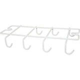 Haken voor kopjes bekerhouder kastopbergruimte voor 8 kopjes metalen haken om onder kasthouder op te hangen witte hanger haakstrip onder kast