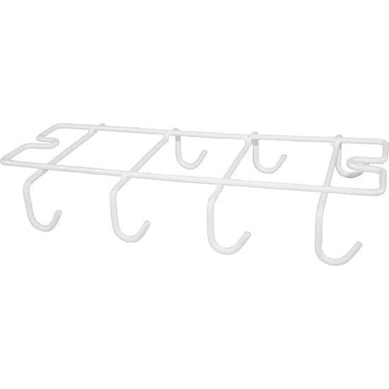Haken voor kopjes bekerhouder kastopbergruimte voor 8 kopjes metalen haken om onder kasthouder op te hangen witte hanger haakstrip onder kast