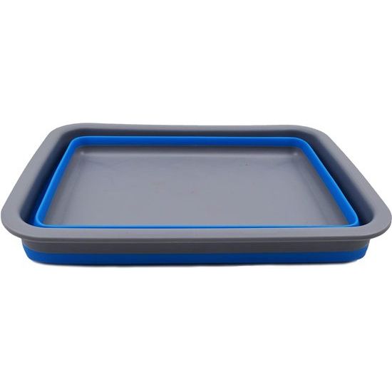 Foldable tub of 7 liters, foldable dishpan, portable sink, space-saving plastic sink (gray/blue, 1)