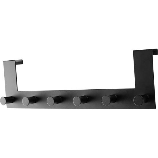 Utensils Deurhaak zwart | kledinghaken mat zwart | deurhaak om op te hangen | garderobestand om op te hangen | handdoekhouder zwart mat | deurhaak tot 2 cm deurvouw | 39 x 11 x 4 cm