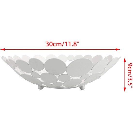 Ronde witte fruitschaal van ijzer moderne fruitmand broodmand decoratieve schaal opslag voor brood fruit groenten in keuken woonkamer eettafel diameter 30 cm