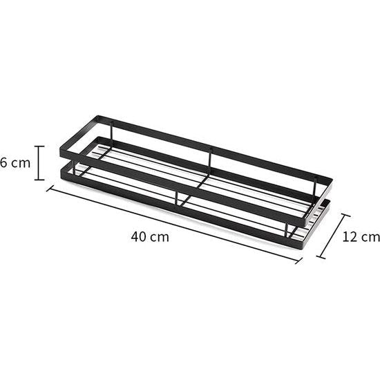 Keukenwandrek, zonder boren, 1 etage, doucheplank, kruidenrek, zwart, keukenrek, zwevend van roestvrij staal, voor keuken, badkamer, balkon (mat zwart, 40 cm)