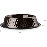 Voedingsbak voor hond en kat, aluminium voederbak 0,9 l, hondenbak, kattenbak, waterbak - zwart gehamerd