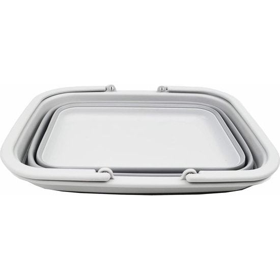 Opvouwbare kuip van 9,2 liter met handvat - Draagbare picknickmand voor buiten - Opvouwbare boodschappentas - Ruimtebesparende opslagcontainer (grijs)