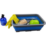 Foldable tub of 7 liters, foldable dishpan, portable sink, space-saving plastic sink (gray/blue, 1)