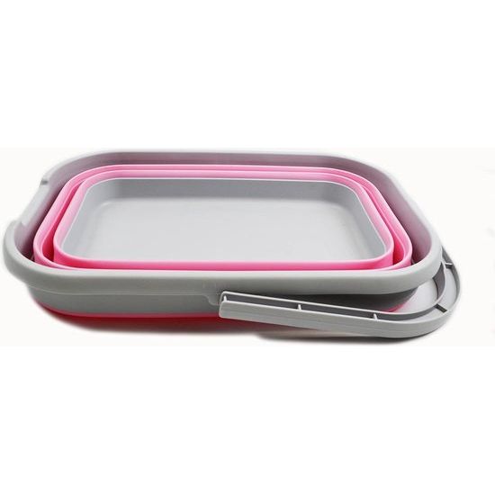 Foldable rectangular, convenient bucket, 12 liters, 1, gray/pink