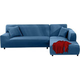 Bankhoes, hoekbank, L-vorm, links, rechts, stretch, 2-delige set met 2 kussenslopen, afneembaar, universeel, elastische bankovertrek, L-vormig (3-zits + 4 zits, aquamarijn)