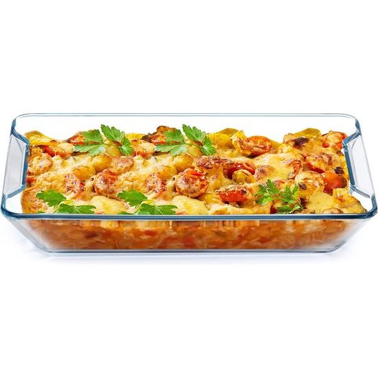 Glazen ovenschaal voor oven, (M-2.5L) glazen ovenschaal rechthoekig, glazen lasagneschaal