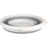 Opvouwbare 10 liter emmer, glitter picknickmand voor buiten, pop-up opbergorganizer, inklapbare wasbak, ideaal voor camping en festivals, grijs/wit