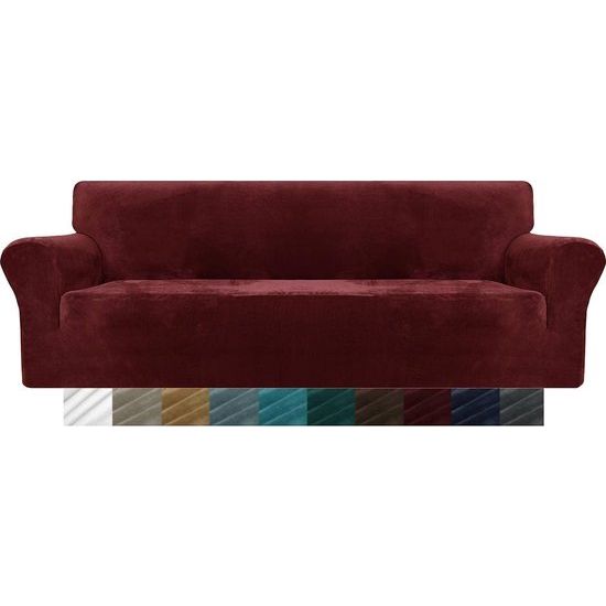 Dikke fluweel, extra grote bankovertrek, 4-zits, super stretch, antislip, extra grote bankovertrek voor honden, kat en huisdier, 1-delige XL bankovertrek, elastisch meubelbeslag