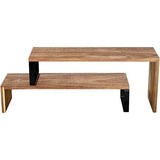 Keukenrek Vali acacia, 2 planken, flexibel combineerbaar, van FSC®-gecertificeerd acaciahout, metalen poten, afmetingen (B x H x D): 36 x 8 x 12 cm en 36 x 16 x 12 cm, natuur/zwart