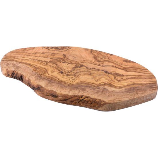 Plank van olijfhout, olijfhouten plank, snijplank, houten plank, ontbijtplank, steakplank, natuurlijk gesneden (33-37 cm)