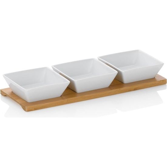 Witte schaalset Philipa porselein 4-delig 33,5x12,0x5,0cm, 33.5 x 12 x 5 cm