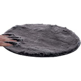 Kunstbont tapijt rond, ongeveer 38 cm, zitkussen met kunstbont look, knuffelbont stoelkussen, zwart.