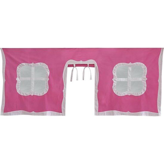 Gordijn, stof, roze en wit