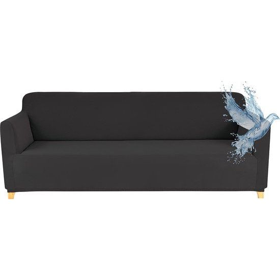 Bankhoes 3-zits waterdicht bankhoes elastisch universeel bankhoes stretch 3-zits (180-220 cm) donkergrijs