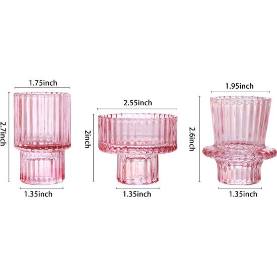 glazen kandelaars voor kerk, bruiloft, verjaardag, feest, diner, cadeau, kaarsenhouder 6 stuks voor theelicht/conische kaars, 2-in-1 theelichthouder