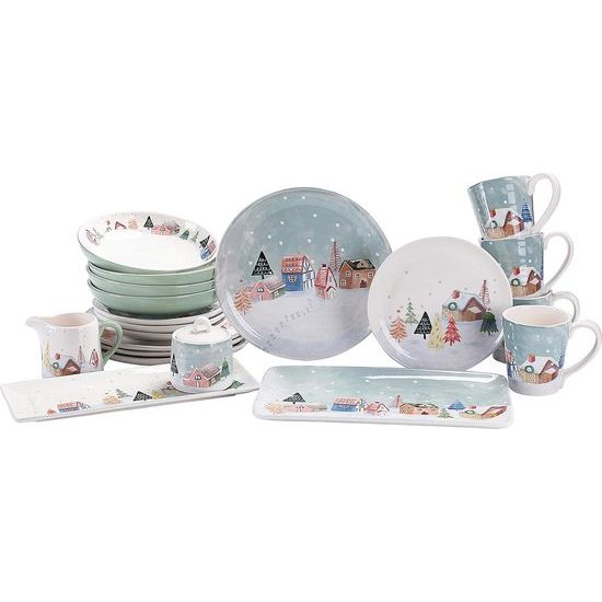 Nordic Village 30 cm rechthoekige keramische serveerschaal set van 2 voor het serveren van salade, pasta, kaas, ham, hapjes, magnetron en vaatwasmachinebestendig