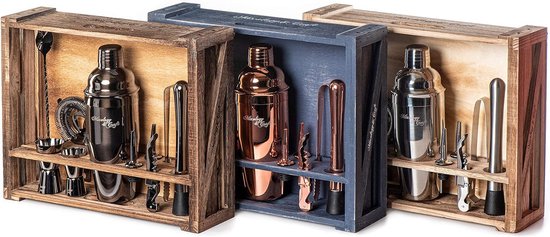 Cocktailshakerset 11-delig. - Cocktailset van roestvrij staal met baraccessoires - koper