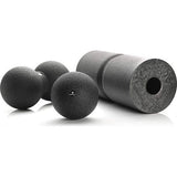 CARE fascia-set bestaande uit fasciarol CARE 35x14cm medium hard met rondom lopende groef voor ontlasting van de wervelkolom, single ball 12cm en duo-bal 12x24cm zwart met e-book