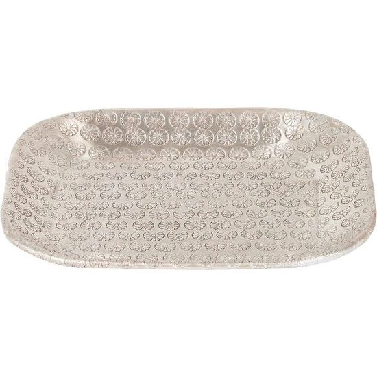 dienblad, rechthoekig, van aluminium, 28 cm groot, Janshir zilver, Scandinavisch design, decoratie