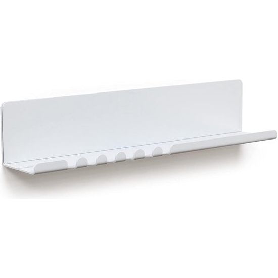 Wandplank 30 x 6 x 6 cm met 5 haken en kabelhouders, gemaakt van gepoedercoat plaatstaal. Inclusief sleutelrek-organizer en letters voor entree, keuken, kantoor. Kleur: wit.