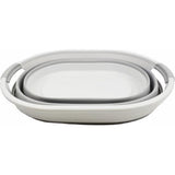 Ovale opvouwbare wasmand van kunststof, opvouwbare pop-up opbergbak/organizer, draagbare wasmand, ruimtebespare wasmand (1, wit/grijs)