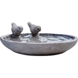 Vogelbad voor de tuin, vogelbad (24 en 30 cm) met 2 decoratieve vogels voor wilde vogels met rozenornamenten, veilige verpakking, niet vorstbestendig