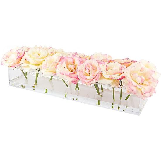 Duidelijke bloemenvaas tafel middenstuk 37cm lang lage hoogte acryl vaas rechthoek bloemstuk voor eettafel middenstukken bruiloft huisdecoratie