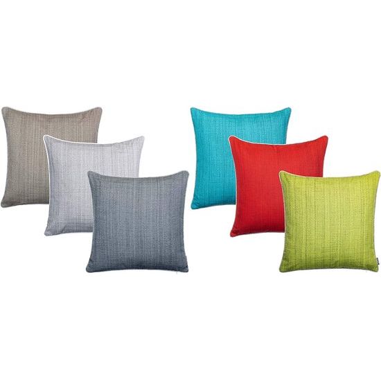 Outdoor tuinkussen decoratief kussen met biezen, linnen look, effen, vuil- en waterafstotend, met ritssluiting, 45 x 45 cm, set van 4, turkoois