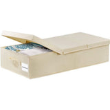 Opbergdoos voor onderbed met deksel, opvouwbare onderbedcommode voor kleding, schoenen, speelgoed, deken met 3 handgrepen (beige)