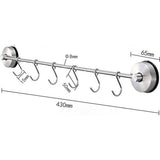 Kitchen Hook Rail without Drilling, Suction Cup Kitchen Rail with 7 Hooks, Waterproof Bathroom Hook, Stainless Steel Never Rust, 5 kg Load Capacity, Brushed Finish