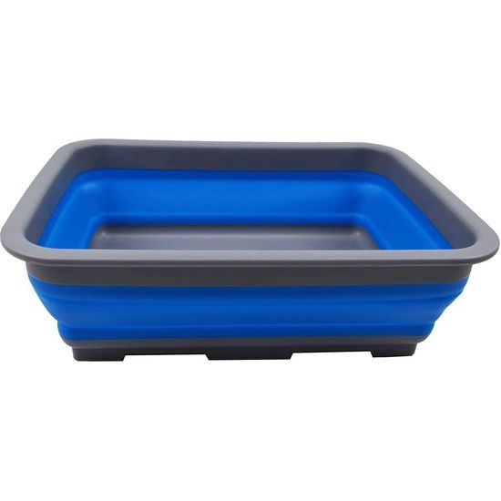 Foldable tub of 7 liters, foldable dishpan, portable sink, space-saving plastic sink (gray/blue, 1)