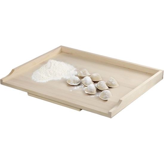 Pastaplank, houten bakplank van hoogwaardig populierenhout - deegplank met aanslaglijsten, traditionele bakplank voor pasta, cake, deegzakjes - eenzijdig, 50 x 70 cm