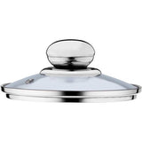 Glazen deksel met handvat van staal, hittebestendig deksel voor pan, diameter 14-30 cm, deksel met stoomgat, universeel deksel in verschillende maten, lichtgewicht pannendeksel, vaatwasmachinebestendig (14 cm)