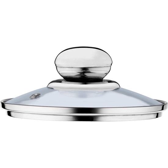 Glazen deksel met handvat van staal, hittebestendig deksel voor pan, diameter 14-30 cm, deksel met stoomgat, universeel deksel in verschillende maten, lichtgewicht pannendeksel, vaatwasmachinebestendig (14 cm)