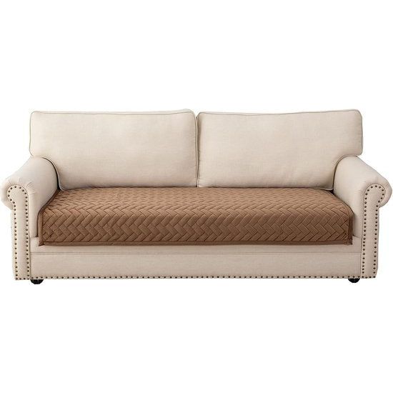 Bankhoes, 3-zits, anti-slip bankovertrek voor L-vorm, chaise longue, hoekbank, 2-zits, hoezen, woonkamer, stoel, honden huisdieren, bruin, 90 x 240 cm (slechts 1 stuk)