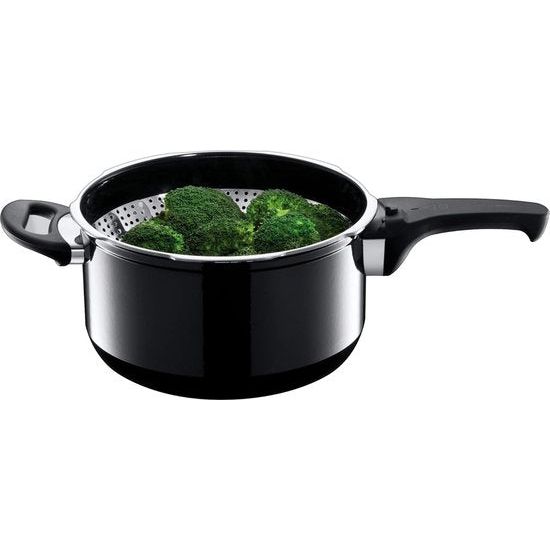 Stoompan-inzetstuk met oogje 14 cm, gaarzeef voor pannen en snelkookpannen, stoominzet, stoominzet, stoominzet, opvouwbaar, roestvrij staal, vaatwasmachinebestendig