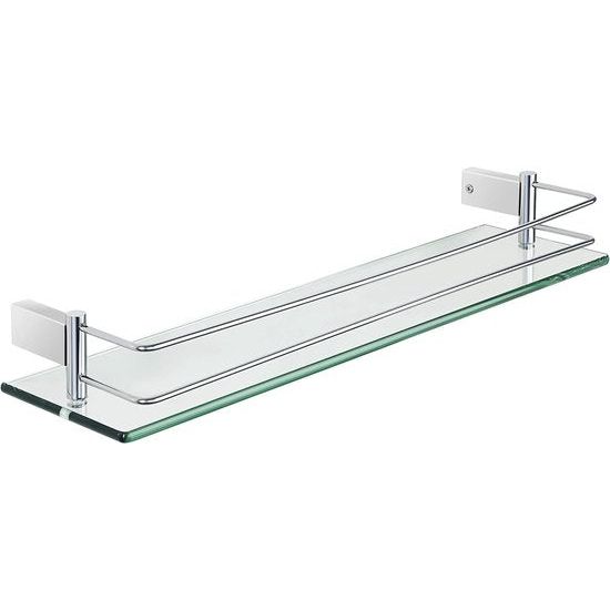 Doucheplank, chroom, glazen rek, roestvrij staal, douchemand, shampoohouder voor douche, badkamerrek voor badkamer en keuken, 500 mm x 130 mm x 66 mm
