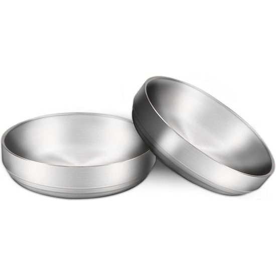 2 x Edelstahlnapf Katzennapf, 304 Material Katzennapf, sicherer Kontakt mit Lebensmitteln, sturzsicher und leicht zu reinigen