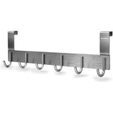 Deurkapstok, A3, deurhaken, 1,5 cm, grijs, kledinghaken, deurhaaklijst met 6 haken, deurhaken om op te hangen, voor keuken, woonkamer, slaapkamer, badkamer