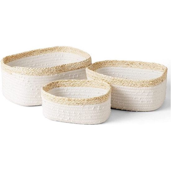 Opbergmanden, katoenen touw gevlochten mand set van 3