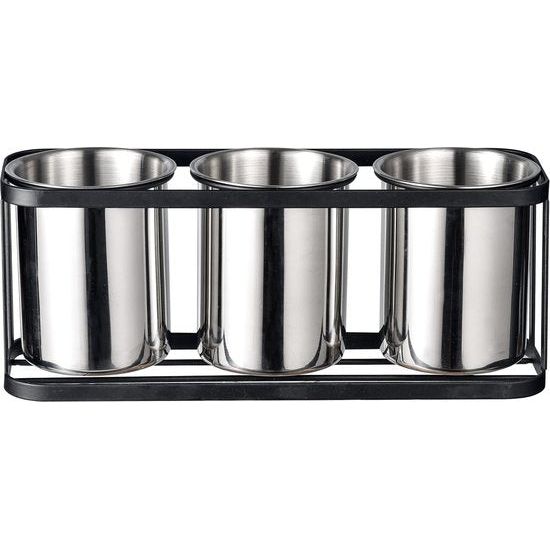 Bestekhouder SUS304 roestvrij staal bestekmand bestekbak keuken gebruiksvoorwerpenhouder met metalen voet voor lepels vorken messen