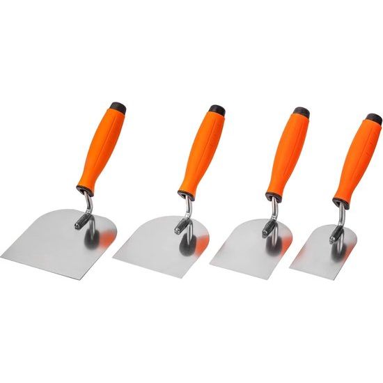 Stukaateur troffel set 4-delig - 60 mm 80 mm 100 mm 120 mm - roestvrij staal meerolven - roestvrije stukaatel met zachte grip - pleisterwerk troffel set voor metselwerk