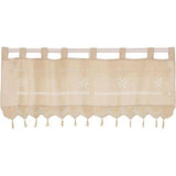 Bistrogordijn, landelijke stijl, vintage, paneelgordijn, landhuisstijl, beige, gehaakt, hol, kort gordijn met kwastjes, bistrogordijn, raamgordijnen, kort, 1 stuk, 40 x 150 cm (h x b)